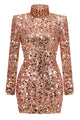 Turtle Rhinestone Sequin Mini Dress in Gold