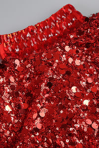 Turtle Rhinestone Sequin Mini Dress in Red