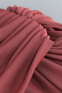 Turtleneck Asymmetrical Pleated Gown