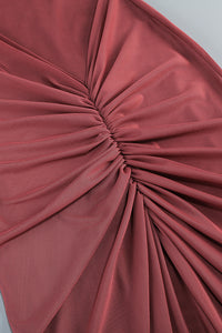 Turtleneck Asymmetrical Pleated Gown