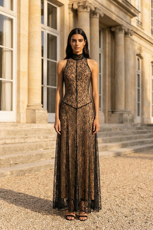 Turtleneck Lace Maxi Dress IULOVER Turtleneck Lace Maxi Dress IULOVER
