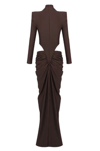 Turtleneck Long Sleeve Cutout Gown