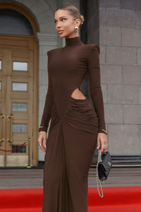 Turtleneck Long Sleeve Cutout Gown