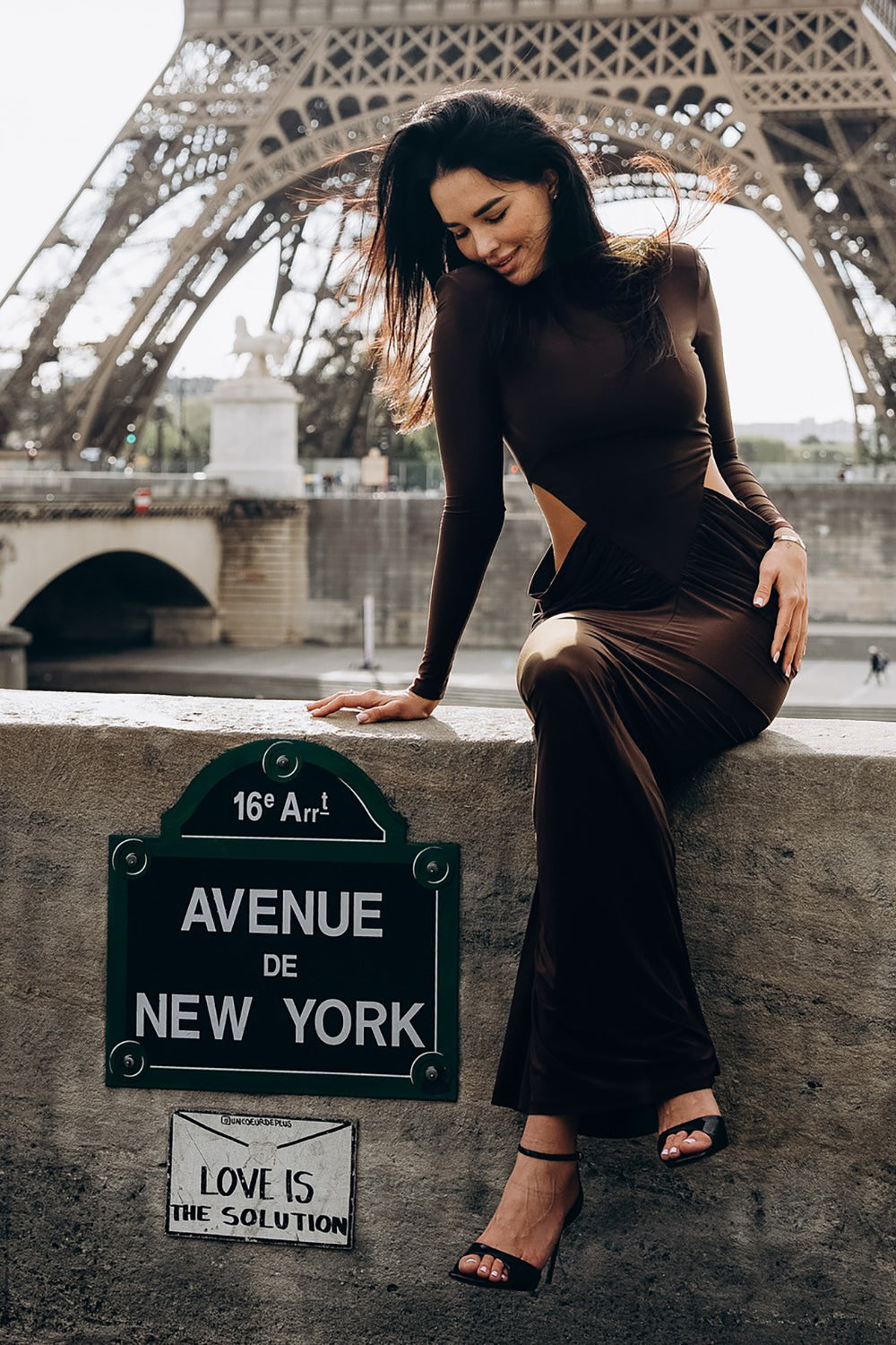 Turtleneck Long Sleeve Cutout Gown