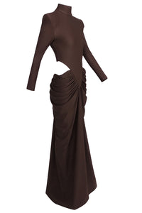 Turtleneck Long Sleeve Cutout Gown