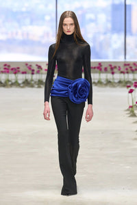 Turtleneck long-sleeve Sweater Draped Rosette Bootcut Pants