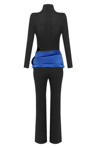 Turtleneck long-sleeve Sweater Draped Rosette Bootcut Pants