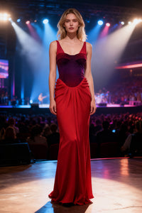 Ruched Flared Maxi Dress