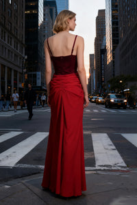 Ruched Flared Maxi Dress