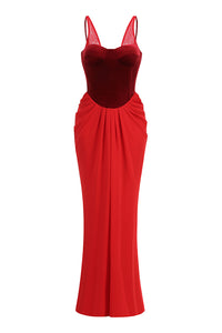 Ruched Flared Maxi Dress