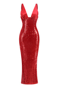 Sequined Sweep Train Maxi Dress