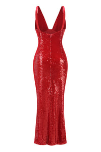Sequined Sweep Train Maxi Dress