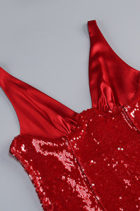 Sequined Sweep Train Maxi Dress