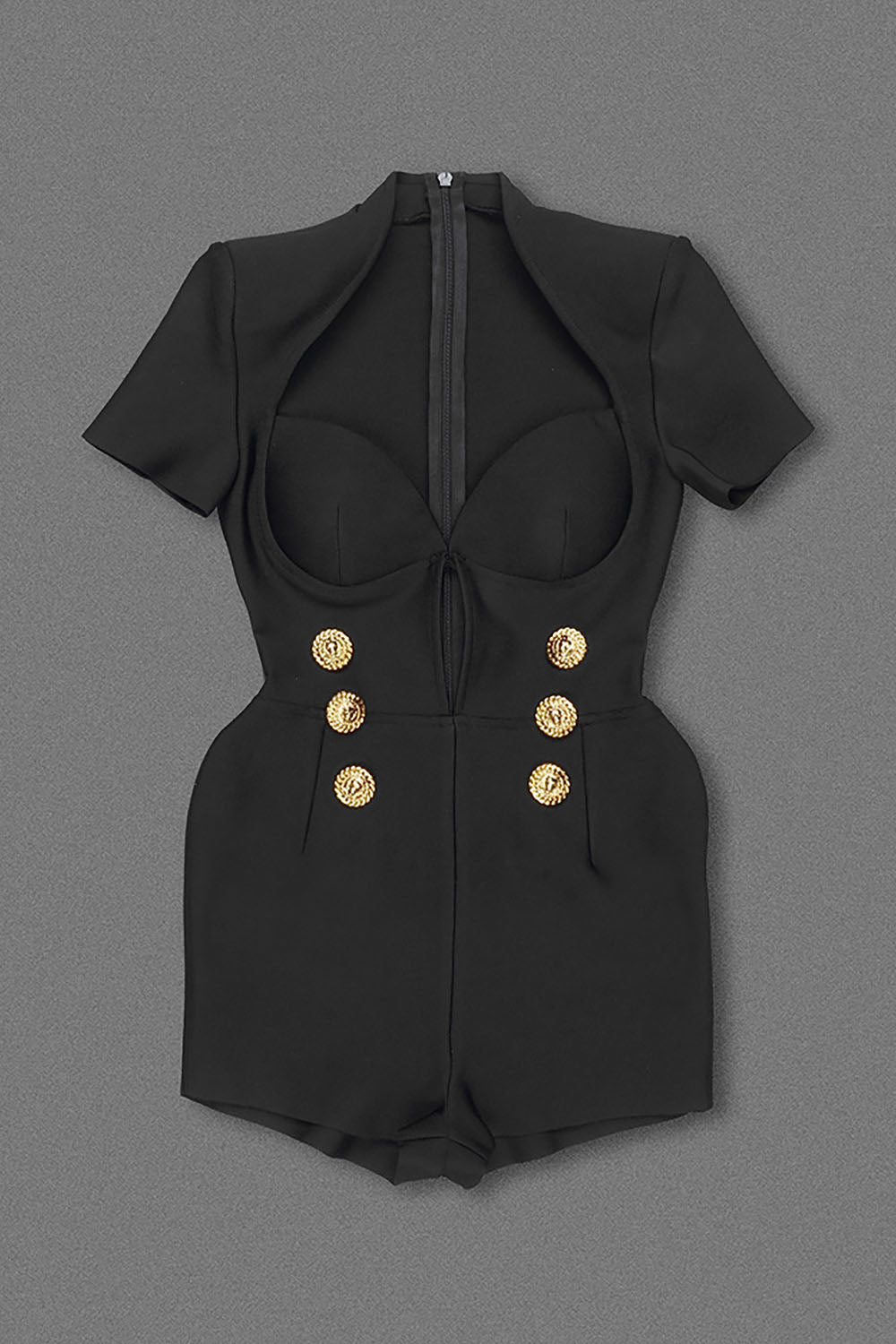 Double Breasted Buttons Deep V Playsuits