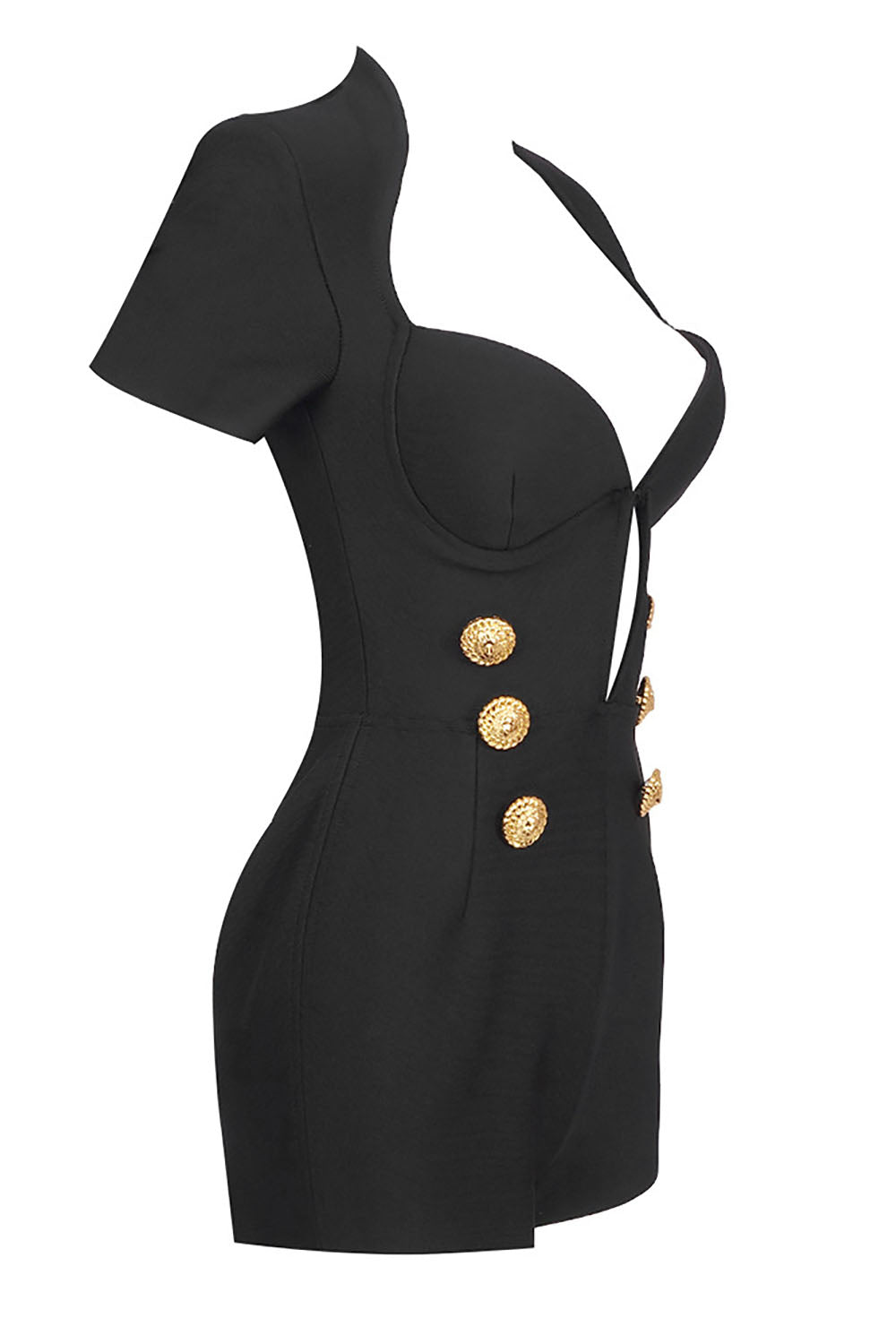 Double Breasted Buttons Deep V Playsuits