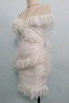 White Lace Frill Mini Bandage Dress - IULOVER