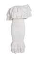 White Lace Tiered Ruffle Two-Piece Set