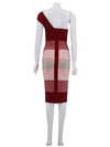 One Shoulder Multi Color Bandage Dress - iulover