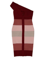 One Shoulder Multi Color Bandage Dress - iulover