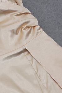 Beige One Shoulder Backless Drape Mini Dress - IULOVER