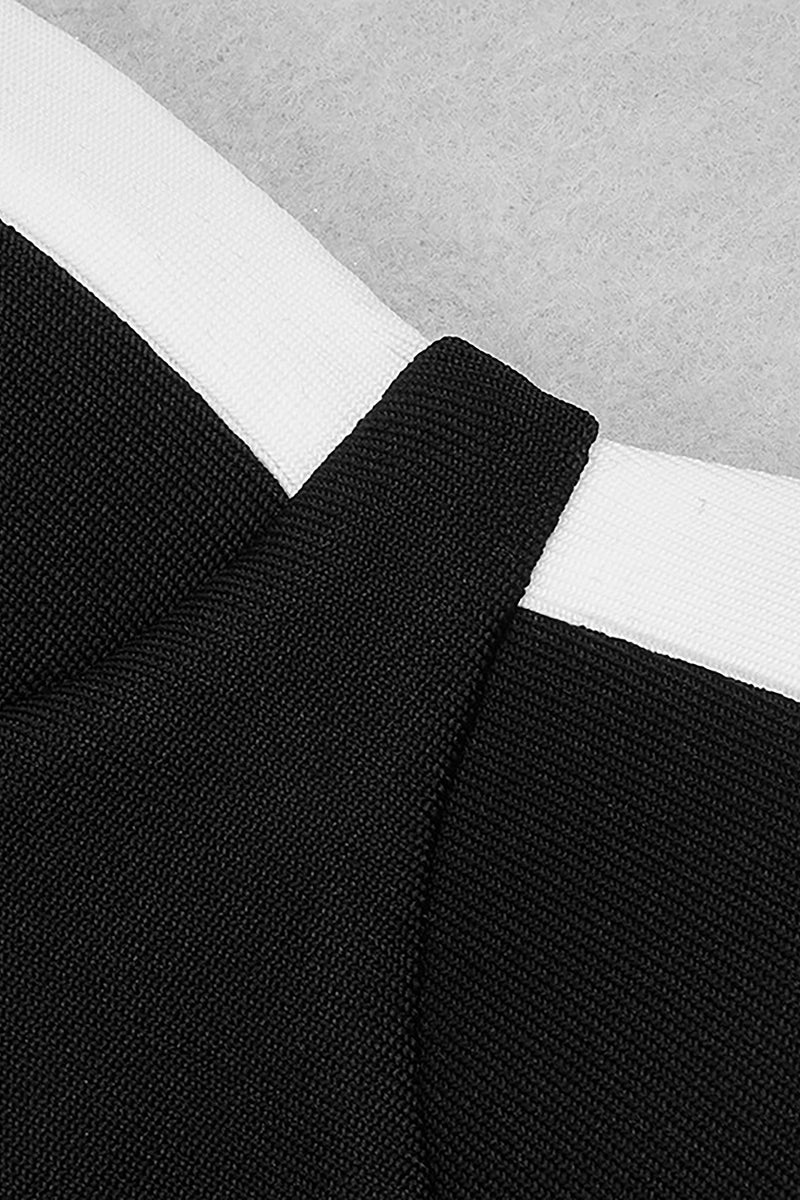 Black Bandage Off Shoulder Crop Top High Waist Split Long Skirt Two Piece Set