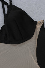 Black Deep V Neck Lace Mesh Bandage Dress - IULOVER