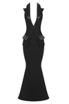 Black Halter Backless Deep V Mermaid Maxi Bandage Dress