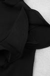 High Neck Long Sleeve Ruffled Midi Bandage Dress - IULOVER