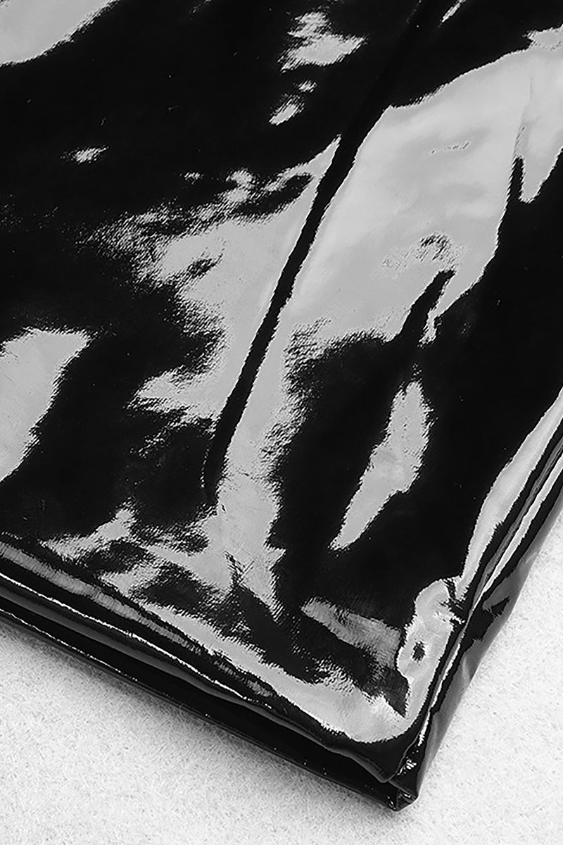 Leatherette Pieces PU Strappy Midi Dress In Sky Blue Black