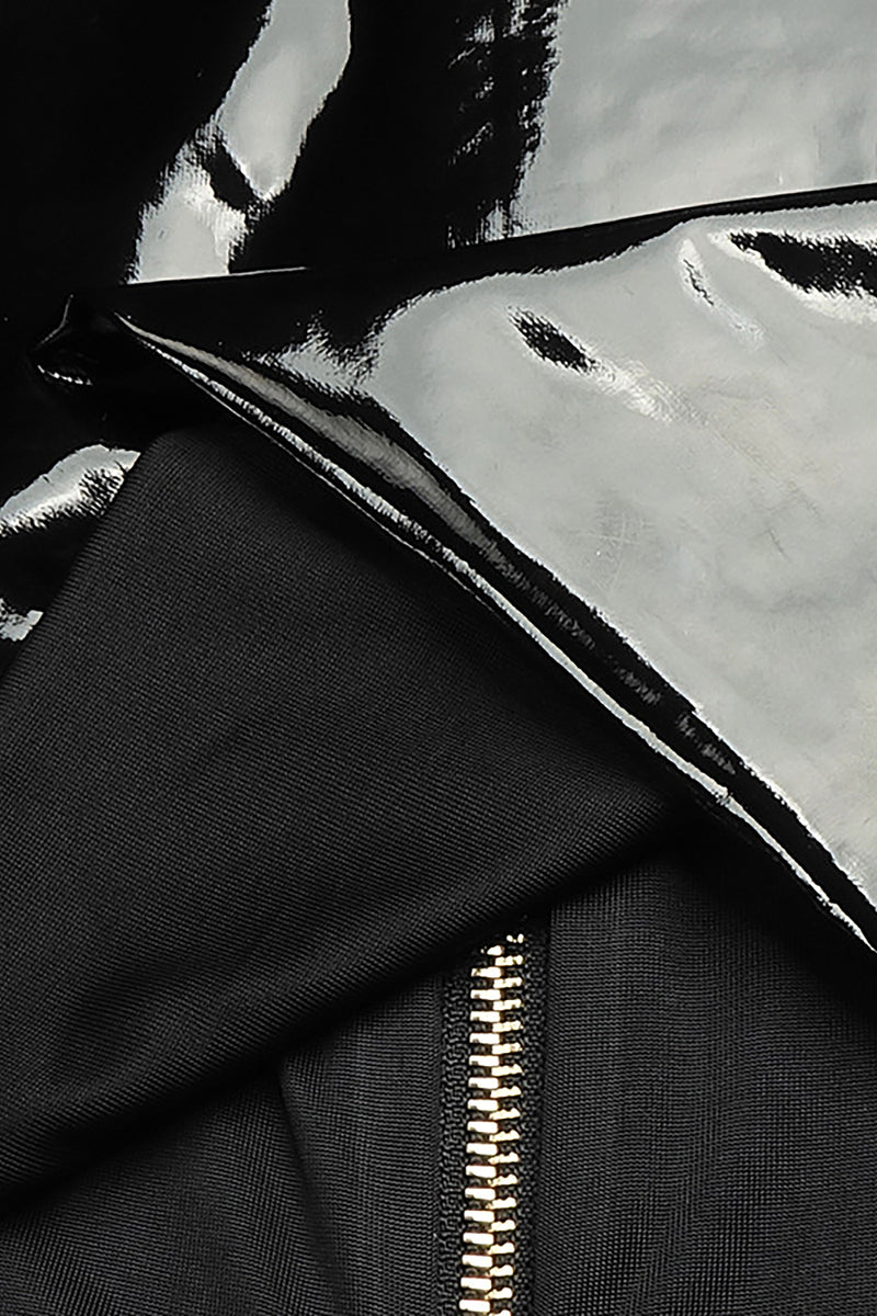 Leatherette Pieces PU Strappy Midi Dress In Sky Blue Black
