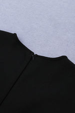 Black Mesh Dot Puff Sleeves Knee Length Bandage Dress - IULOVER