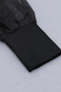 Macacões de bandagem de manga comprida de malha preta