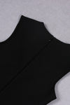 Black O Neck Cutout Crystal Split Bandage Dress