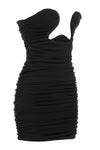 Black Off Shoulder Backless Hollow Dress In Black White Beige