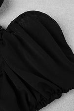 Black Off Shoulder Backless Hollow Dress In Black White Beige