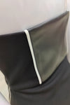 Black PU Halter Neck Wrapped Chest Zipper Long Dress