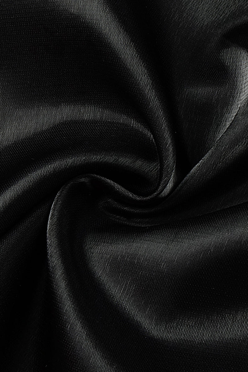 Black Puff Sleeves Off Shoulder Backless Midi Dress - IULOVER