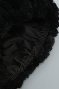 Vestido abrigo de cuero con chal fruncido negro