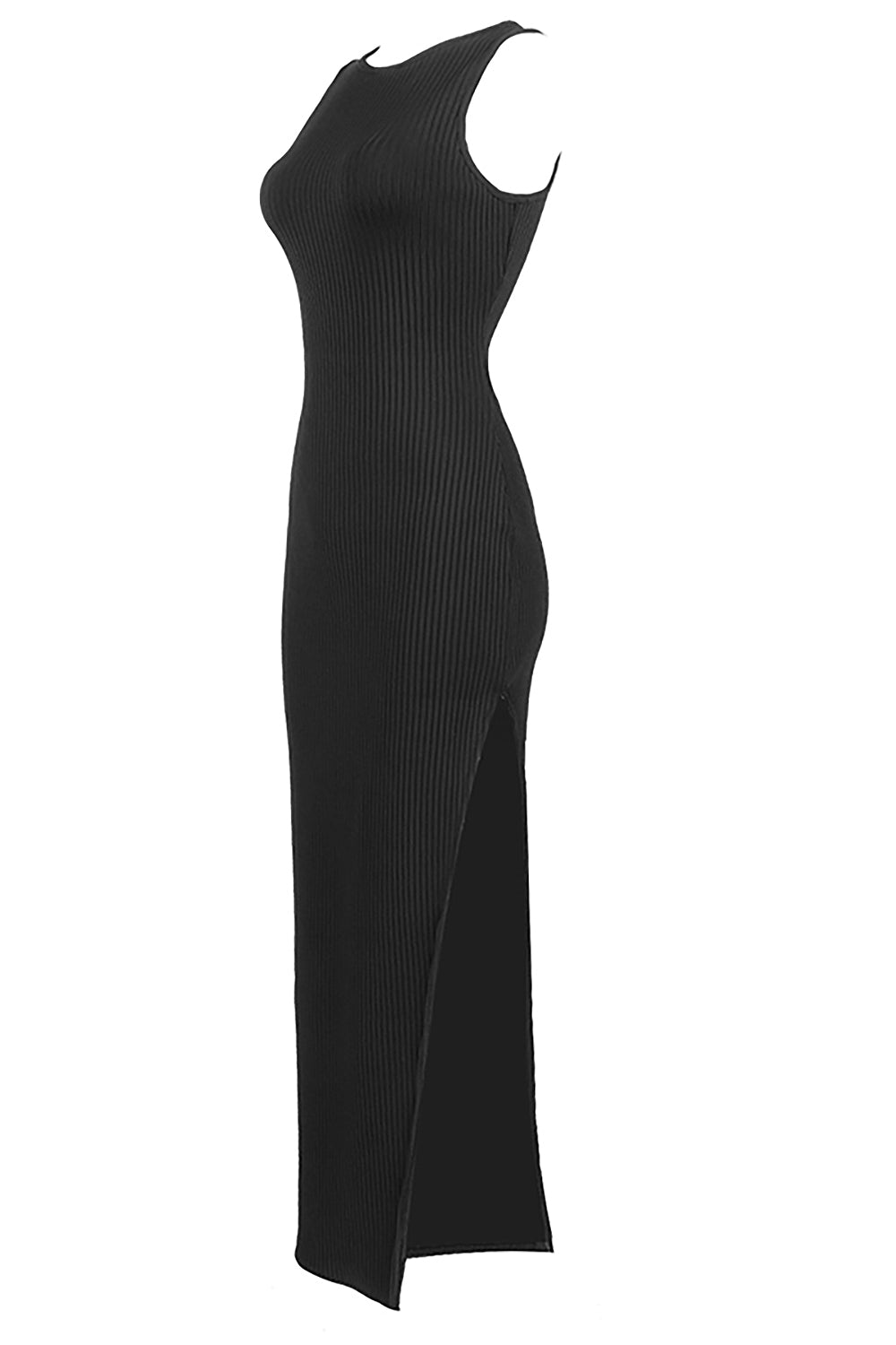 Vestido sin mangas con abertura lateral y abertura en la parte delantera torcida negra