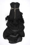 Black Strapless Mesh Multi Layer Ruffle Irregular Maxi Bandage Dress