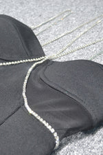 Black Strappy Backless Crystal Maxi Bandage Dress
