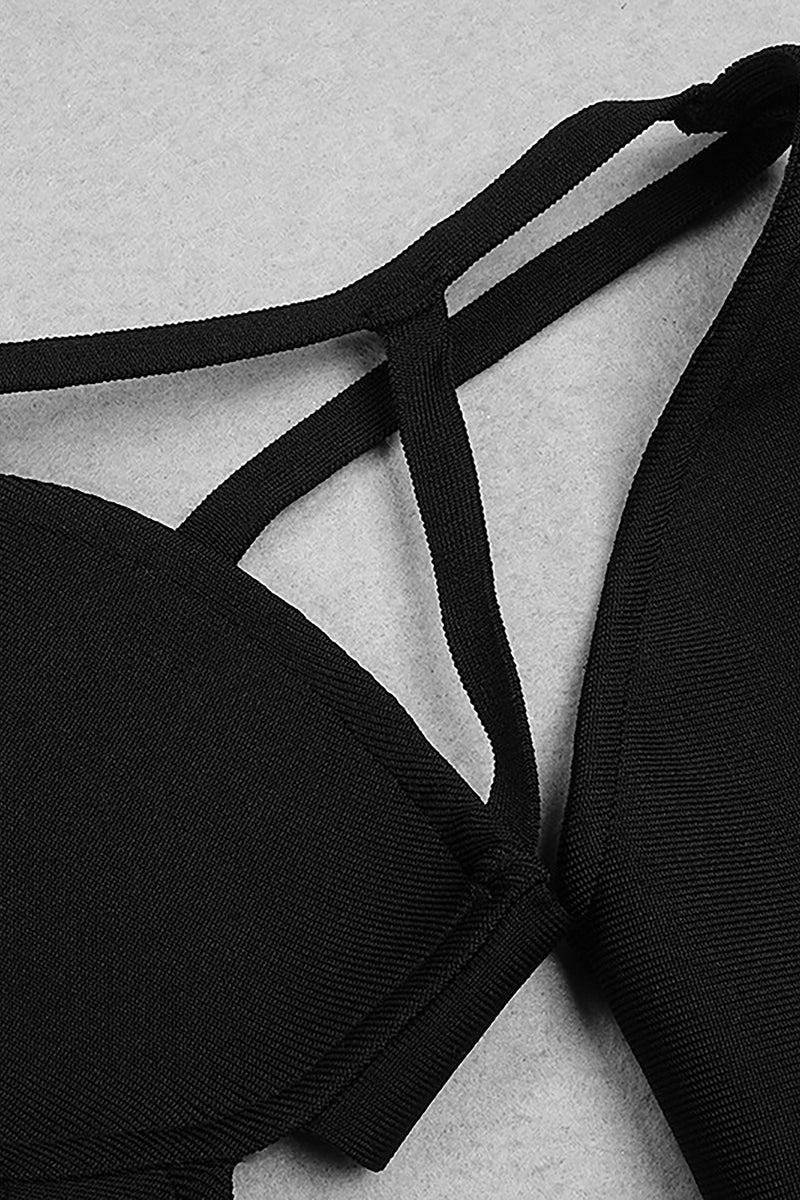 Black Strappy Long Sleeve Midi Dress – IULOVER