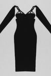 Black Strappy Long Sleeve Midi Dress