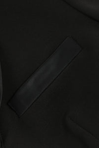 Vestido blazer de encaje calado de manga larga con cuello en V negro