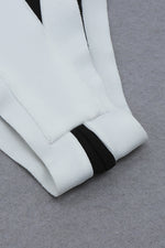 Black White Patchwork O Neck Buttons Bandage Swimwears