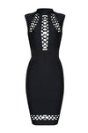 Black Hollow Out Lace-Up Sexy Slim Bodycon Bandage Dress - iulover