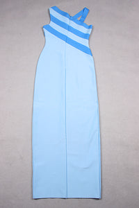 Vestido ajustado midi sin mangas con hombros caídos en azul