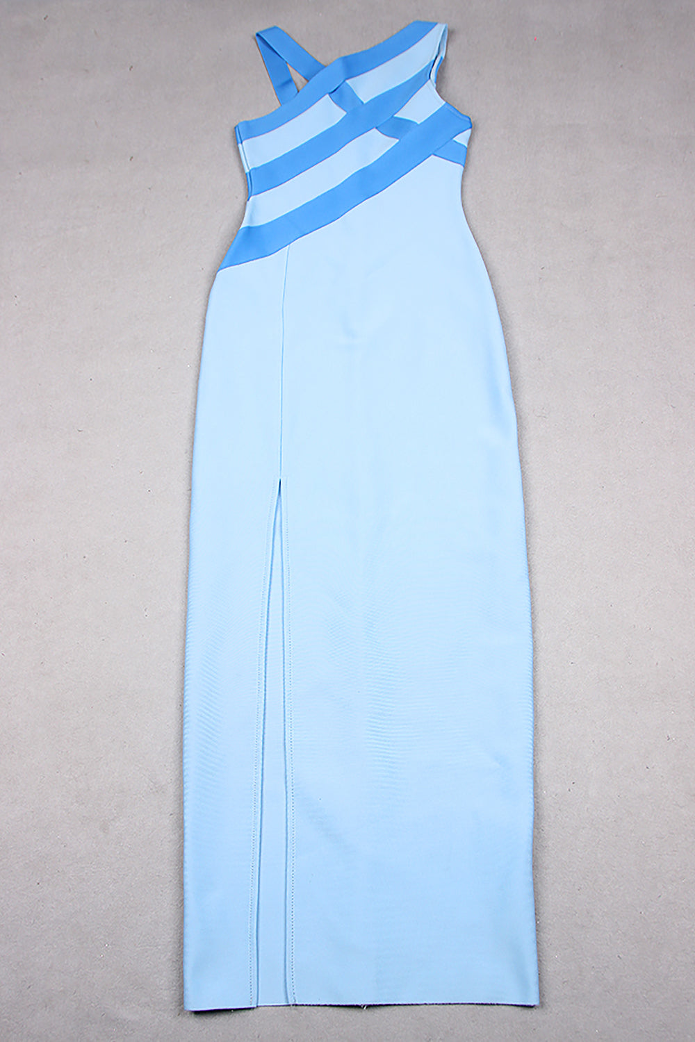 Vestido ajustado midi sin mangas con hombros caídos en azul