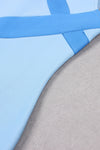 Sloping Shoulder Sleeveless Midi Bandage Dress In Blue