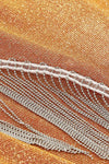 Shiny Glitter Two Piece Set Tassel Sleeveless Crop Top Mini Skirt